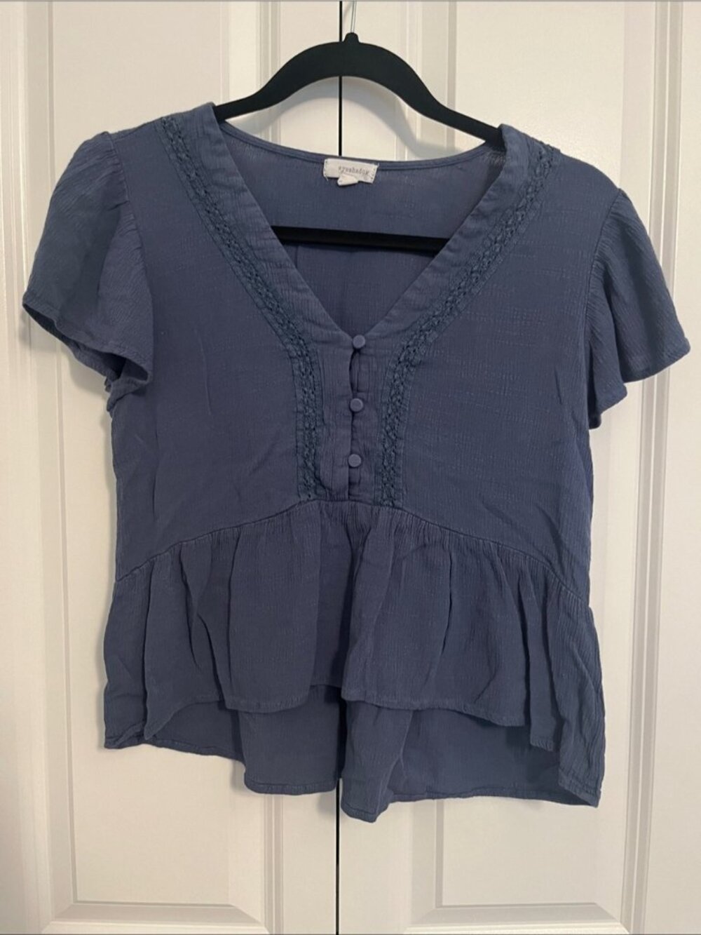 Ruffle Blue Top